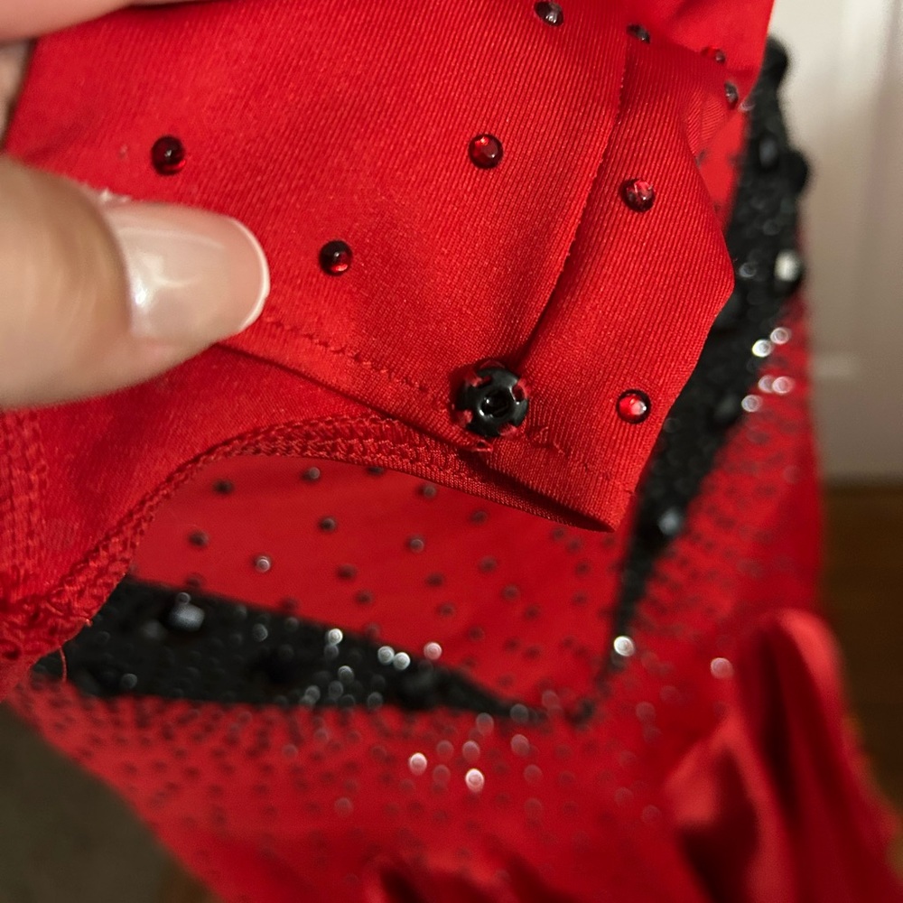 Red and Black Smooth Ballroom Dress Size 4-8 - Picture 7 of 11
